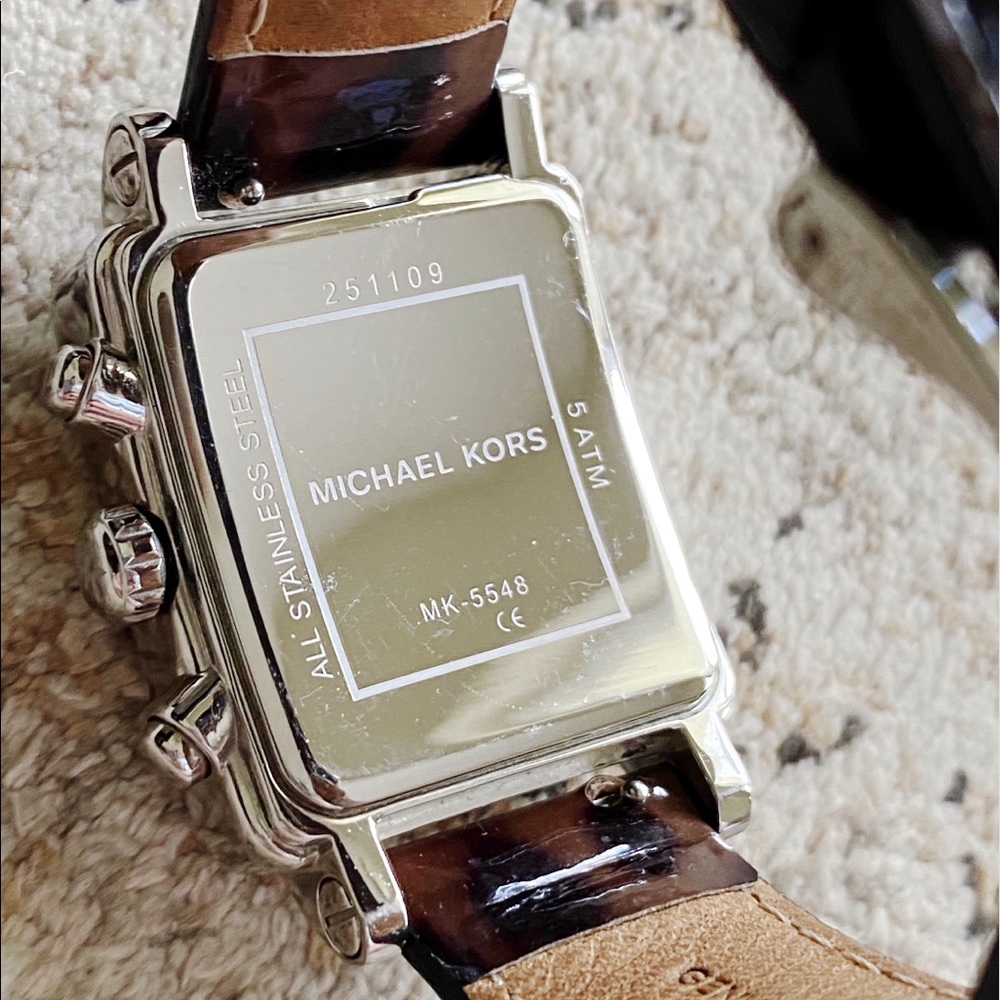 Michael Kors Leather, Tortoise and Silver Watch - Picture 7 of 16